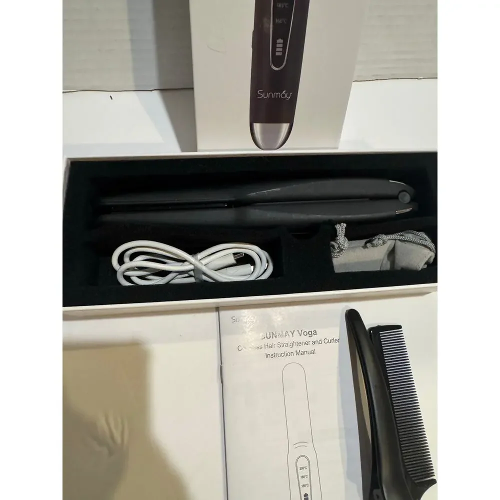SUNMAY Cordless Hair Straightener – Portable 2-in-1 Flat Iron & Curler